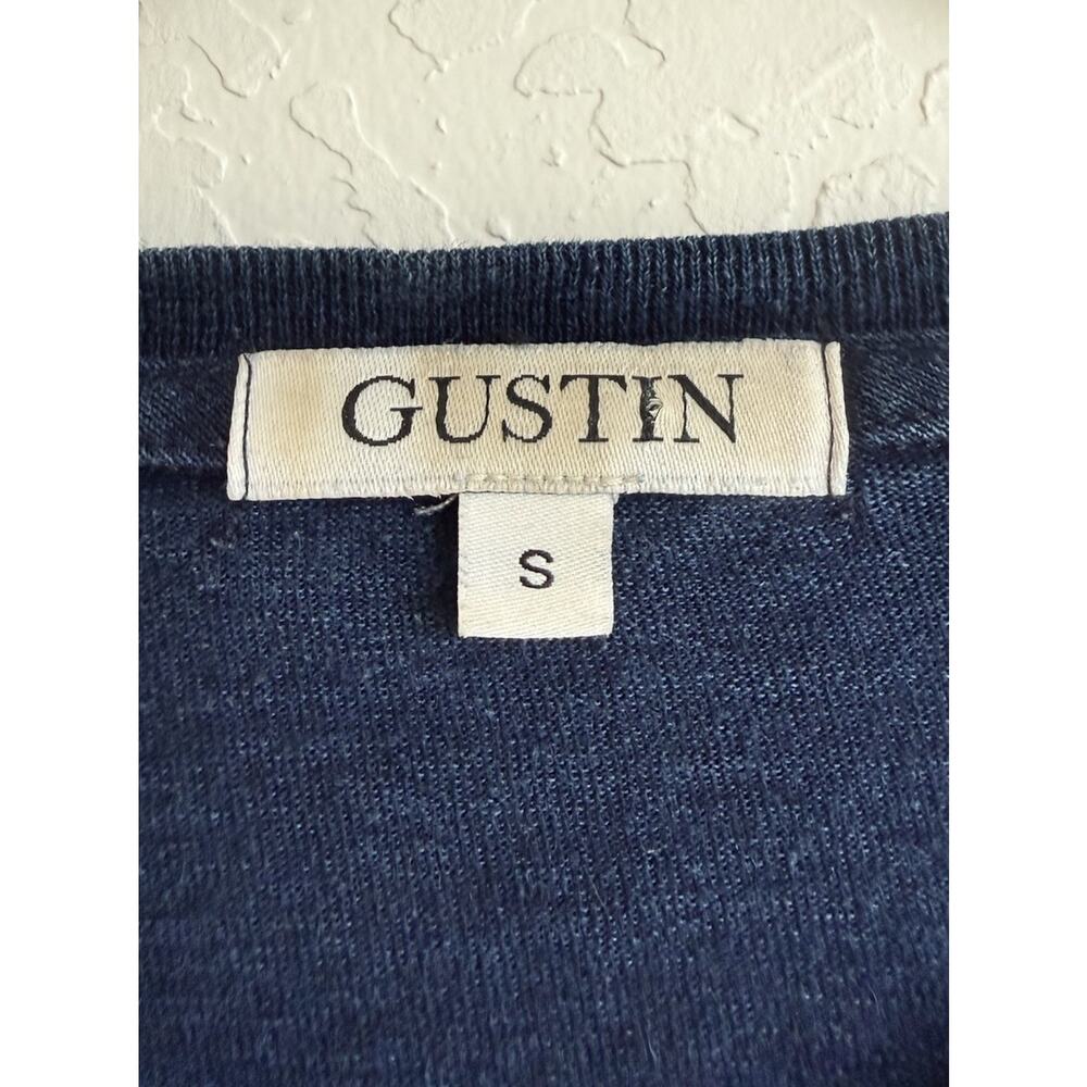 Gustin 100% Cotton T Shirt Mens Small Blue Made in USA Minimalist Basic Tee - Picture 2 of 6